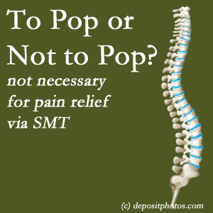 Minster chiropractic spinal manipulation treatment may have a audible pop...or not! SMT is effective either way.