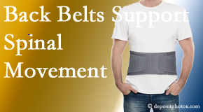 Minster Chiropractic Center offers support for the benefit of back belts for back pain sufferers as they resume activities of daily living.