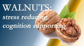Minster Chiropractic Center shares a picture of a walnut which is said to be good for the gut and lower stress.