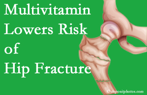 Minster hip fracture risk is decreased by multivitamin supplementation.