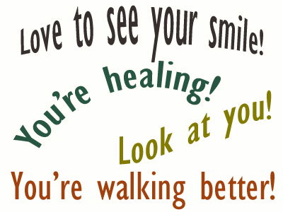 Use positive words to support your Minster loved one as he/she gets chiropractic care for relief.